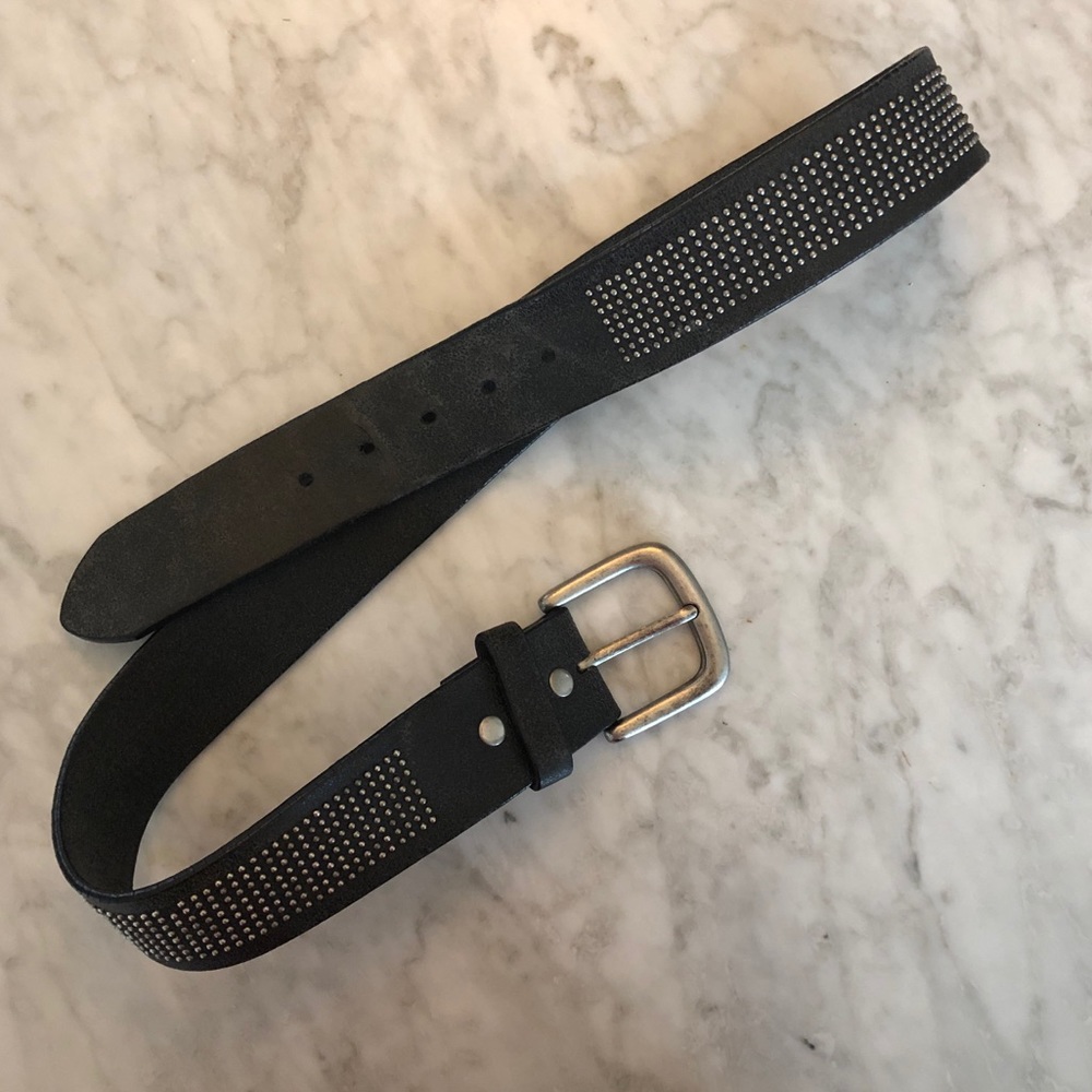 Leather rivet belt.  Black and silver.